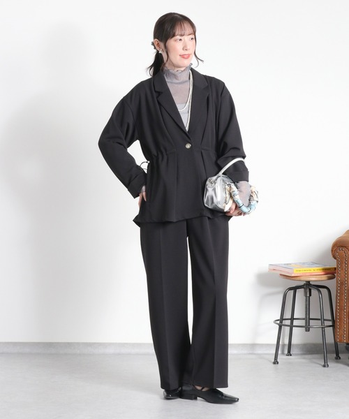 cepo（セポ）の「〈セットアップ対応〉ジョーゼットドロストテーラードジャケット（テーラードジャケット・レディース・ブラック/ネイビー・M）」の4枚目の写真