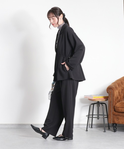 cepo（セポ）の「〈セットアップ対応〉ジョーゼットドロストテーラードジャケット（テーラードジャケット・レディース・ブラック/ネイビー・M）」の6枚目の写真