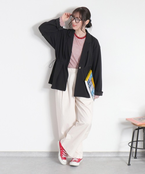 cepo（セポ）の「〈セットアップ対応〉ジョーゼットドロストテーラードジャケット（テーラードジャケット・レディース・ブラック/ネイビー・M）」の11枚目の写真