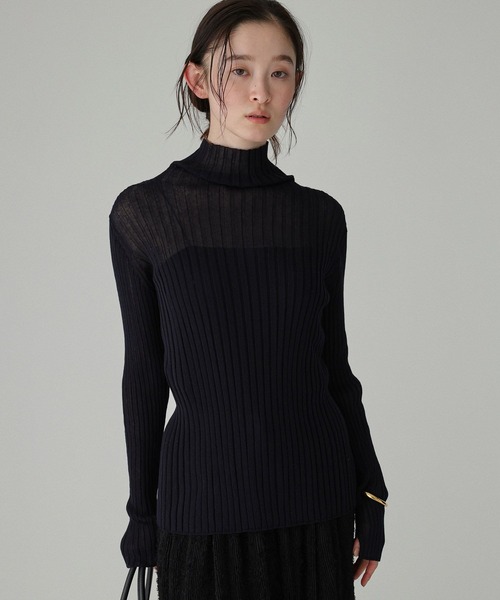 BABYLONE（バビロン）の「2wayシアーリブニット（ニット/セーター・レディース・ホワイト/ネイビー/イエロー・フリー）」の17枚目の写真