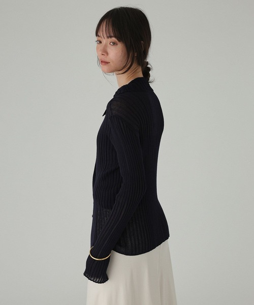 BABYLONE(バビロン)の「2WAYシアーリブニット(ニット/セーター・レディース・ホワイト/ネイビー/イエロー/ボルドー/ブラウン・フリー)」の19枚目の写真