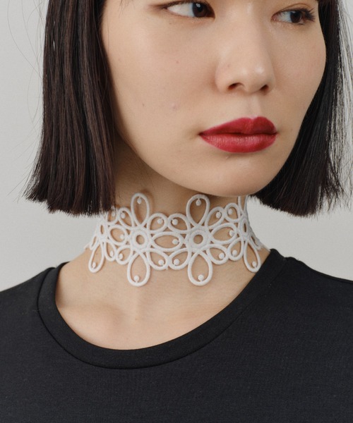 yae（ヤエ）の「Flower lace choker / フラワーレースチョーカー（チョーカー・レディース・フューシャピンク/ブラック/ライトグリーン/ホワイト・FREE）」の17枚目の写真