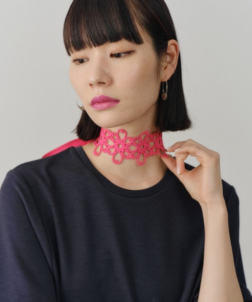 yae（ヤエ）の「Flower lace choker / フラワーレースチョーカー（チョーカー・レディース・フューシャピンク/ブラック/ライトグリーン/ホワイト・FREE）」の20枚目の写真