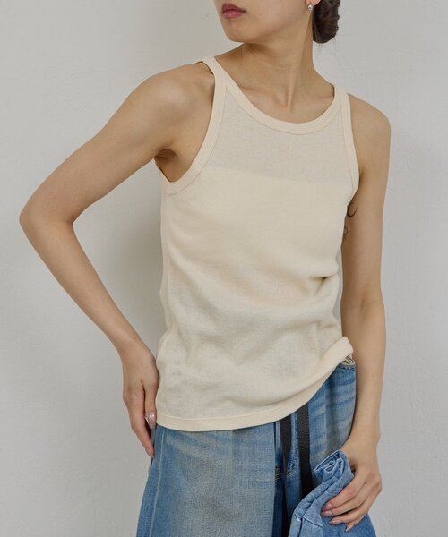 GALLARDAGALANTE(ガリャルダガランテ)の「【PEAS】カバーテレコタンク(タンクトップ・レディース・ホワイト/アイボリー・FREE)」の2枚目の写真