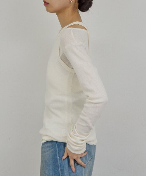 GALLARDAGALANTE(ガリャルダガランテ)の「【PEAS】カバーテレコタンク(タンクトップ・レディース・ホワイト/アイボリー・FREE)」の4枚目の写真