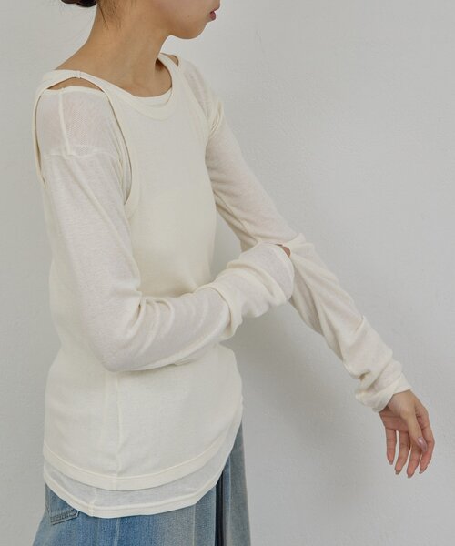 GALLARDAGALANTE(ガリャルダガランテ)の「【PEAS】カバーテレコタンク(タンクトップ・レディース・ホワイト/アイボリー・FREE)」の5枚目の写真