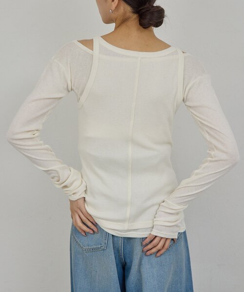 GALLARDAGALANTE(ガリャルダガランテ)の「【PEAS】カバーテレコタンク(タンクトップ・レディース・ホワイト/アイボリー・FREE)」の6枚目の写真