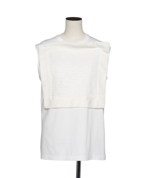 muller of yoshiokubo（ミュラーオブヨシオクボ）の「muller of yoshiokubo ミュラーオブヨシオクボ / SPIDERWEB PANEL T-SHIRTS スパイダーウェブパネルTシャツ / MLS26110（タンクトップ・レディース・ホワイト・FREE）」の5枚目の写真