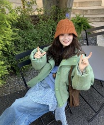 リブ生地切り替え ダウンジャケット