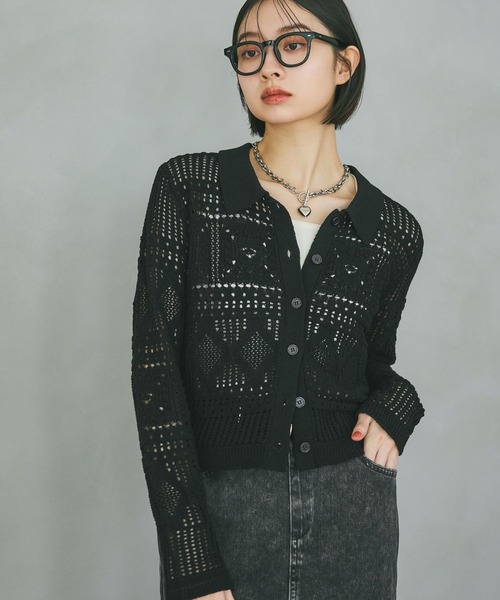 PAGEBOY(ページボーイ)の「クロシェライクエリツキカーディガン(カーディガン/ボレロ・レディース・レッド/オフホワイト/ブラック・FREE)」の3枚目の写真