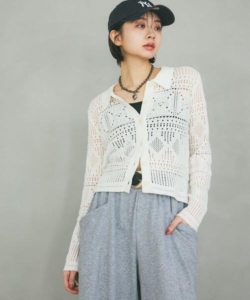 PAGEBOY(ページボーイ)の「クロシェライクエリツキカーディガン(カーディガン/ボレロ・レディース・レッド/オフホワイト/ブラック・FREE)」の21枚目の写真