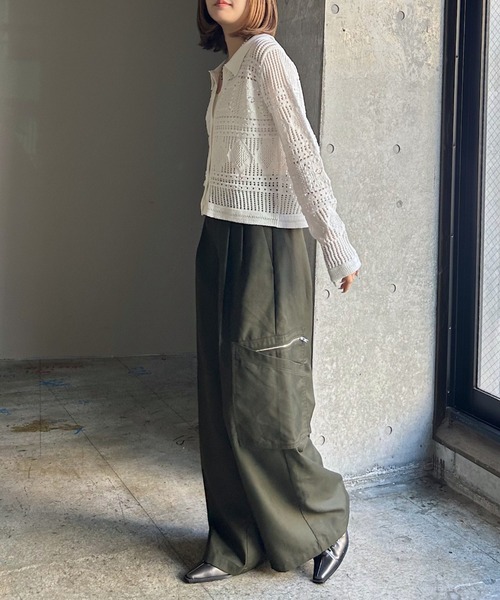 PAGEBOY(ページボーイ)の「クロシェライクエリツキカーディガン(カーディガン/ボレロ・レディース・レッド/オフホワイト/ブラック・FREE)」の13枚目の写真