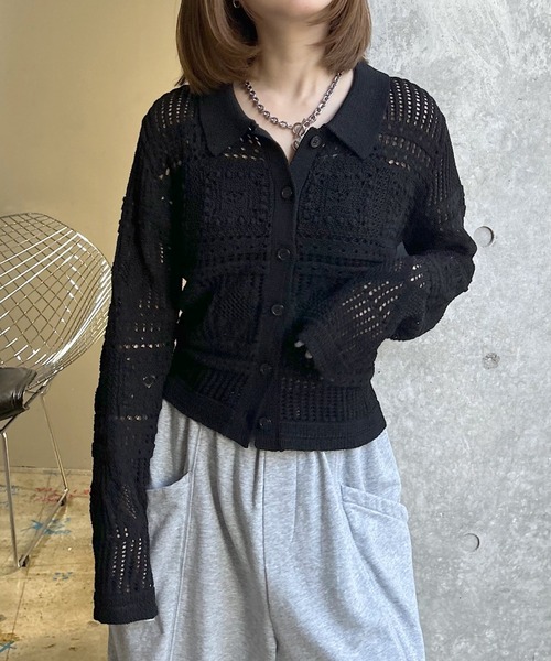 PAGEBOY(ページボーイ)の「クロシェライクエリツキカーディガン(カーディガン/ボレロ・レディース・レッド/オフホワイト/ブラック・FREE)」の17枚目の写真