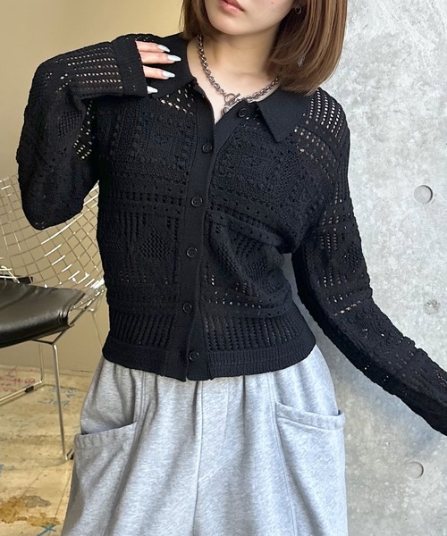 PAGEBOY(ページボーイ)の「クロシェライクエリツキカーディガン(カーディガン/ボレロ・レディース・レッド/オフホワイト/ブラック・FREE)」の15枚目の写真