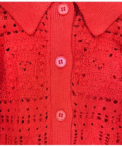 PAGEBOY(ページボーイ)の「クロシェライクエリツキカーディガン(カーディガン/ボレロ・レディース・レッド/オフホワイト/ブラック・FREE)」の6枚目の写真