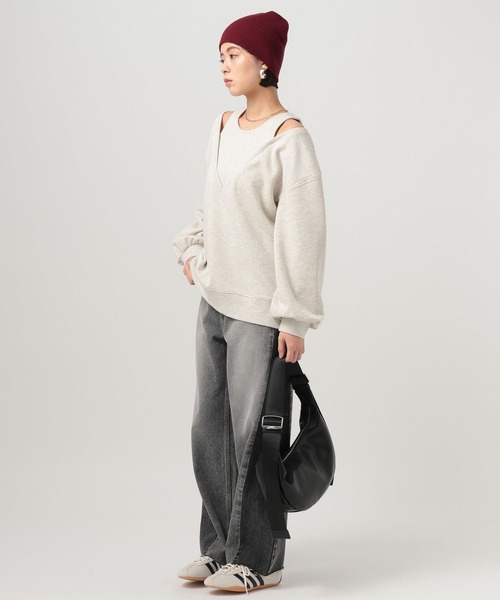 BAYFLOW(ベイフロー)の「フェイクレイヤードオフショルプルオーバー(Tシャツ/カットソー・レディース・ブラック/オフホワイト・FREE)」の14枚目の写真