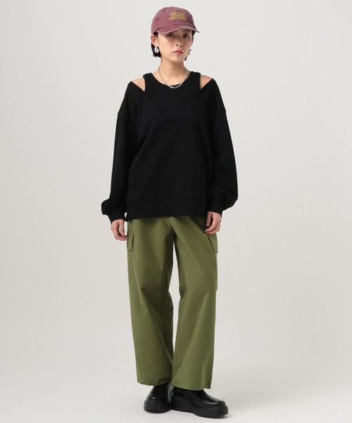 BAYFLOW(ベイフロー)の「フェイクレイヤードオフショルプルオーバー(Tシャツ/カットソー・レディース・ブラック/オフホワイト・FREE)」の18枚目の写真