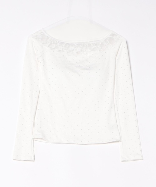 ViViDAY（ビビデー）の「【カップ付き】レースワンショルダー切り替え　ラインストーン長袖カットソー（Tシャツ/カットソー・レディース・ブラック/ホワイト・M）」の22枚目の写真
