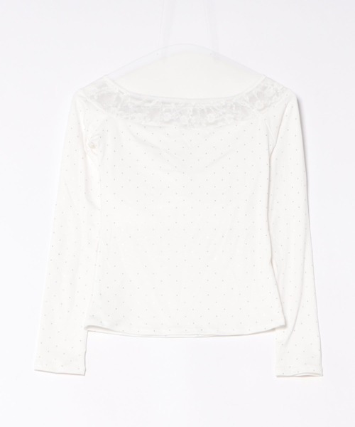 ViViDAY（ビビデー）の「【カップ付き】レースワンショルダー切り替え　ラインストーン長袖カットソー（Tシャツ/カットソー・レディース・ブラック/ホワイト・M）」の21枚目の写真