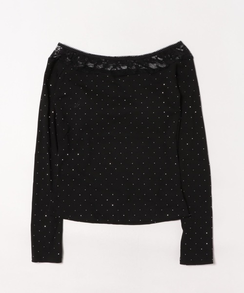 ViViDAY（ビビデー）の「【カップ付き】レースワンショルダー切り替え　ラインストーン長袖カットソー（Tシャツ/カットソー・レディース・ブラック/ホワイト・M）」の20枚目の写真
