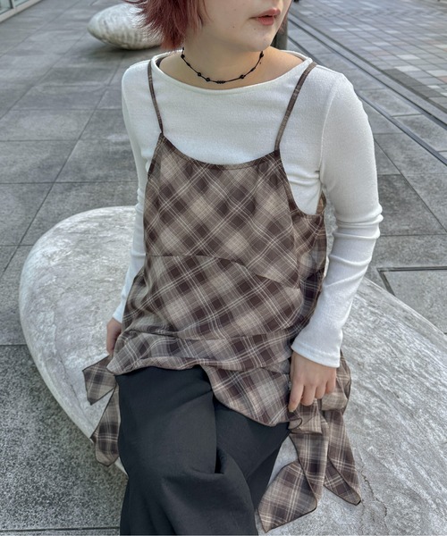 PILIT(ピリット)の「バイアスチェック フリルキャミソール(シャツ/ブラウス・レディース・ブラウン/ブラック・MEDIUM)」の17枚目の写真