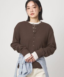 【WEB限定】＜at ease＞ワッフル ヘンリーネック ロングスリーブ カットソー