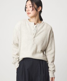 【WEB限定】<at ease>ワッフル ヘンリーネック ロングスリーブ カットソー
