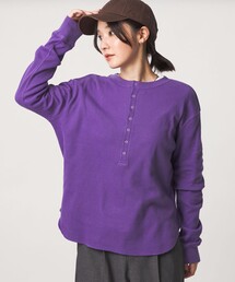 【WEB限定】＜at ease＞ワッフル ヘンリーネック ロングスリーブ カットソー