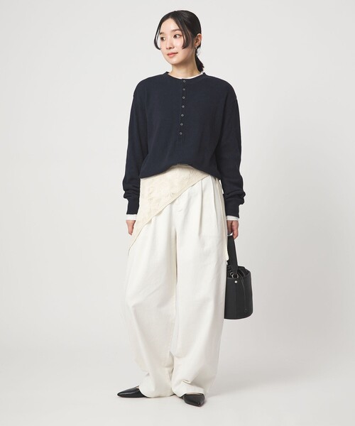 green label relaxing（グリーンレーベルリラクシング）の「【WEB限定】＜at ease＞ワッフル ヘンリーネック ロングスリーブ カットソー（Tシャツ/カットソー・レディース・オフホワイト/ライトピンク/ネイビー・FREE）」の15枚目の写真