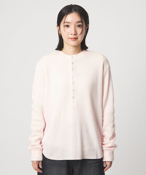 green label relaxing（グリーンレーベルリラクシング）の「【WEB限定】＜at ease＞ワッフル ヘンリーネック ロングスリーブ カットソー（Tシャツ/カットソー・レディース・オフホワイト/ライトピンク/ネイビー・FREE）」の16枚目の写真