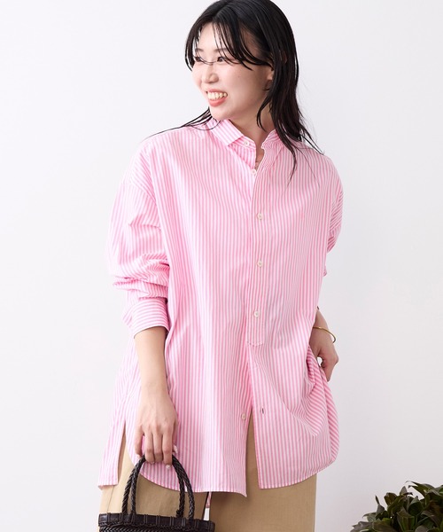 TICCA(ティッカ)の「【TICCA】スクエアビッグシャツ(シャツ/ブラウス・レディース・ネイビー/ピンク・1)」の1枚目の写真