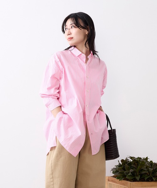 TICCA(ティッカ)の「【TICCA】スクエアビッグシャツ(シャツ/ブラウス・レディース・ネイビー/ピンク・1)」の3枚目の写真