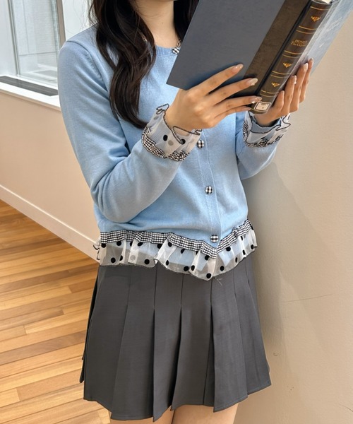 LAC-VERT（ラック・ヴェール）の「チュールドットカーディガン（カーディガン/ボレロ・レディース・グレー/ネイビー/アイボリー/ブルー・FREE）」の7枚目の写真