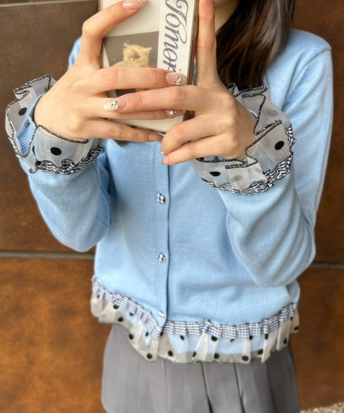 LAC-VERT（ラック・ヴェール）の「チュールドットカーディガン（カーディガン/ボレロ・レディース・グレー/ネイビー/アイボリー/ブルー・FREE）」の10枚目の写真