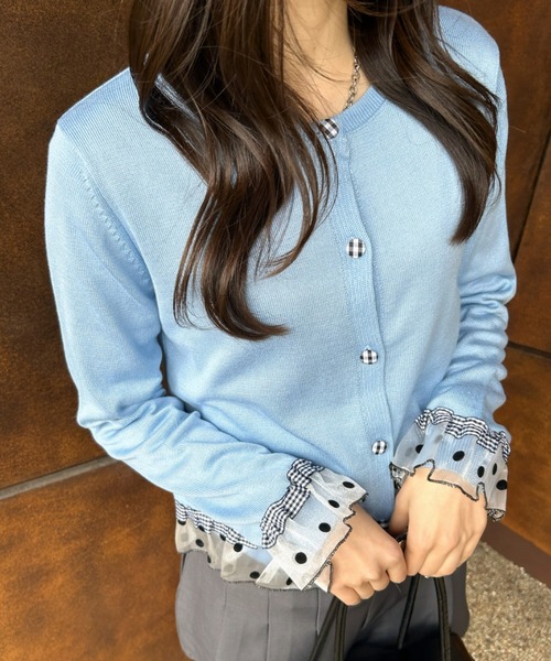 LAC-VERT（ラック・ヴェール）の「チュールドットカーディガン（カーディガン/ボレロ・レディース・グレー/ネイビー/アイボリー/ブルー・FREE）」の12枚目の写真