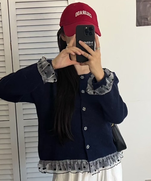 LAC-VERT（ラック・ヴェール）の「チュールドットカーディガン（カーディガン/ボレロ・レディース・グレー/ネイビー/アイボリー/ブルー・FREE）」の16枚目の写真