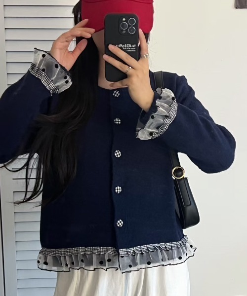 LAC-VERT（ラック・ヴェール）の「チュールドットカーディガン（カーディガン/ボレロ・レディース・グレー/ネイビー/アイボリー/ブルー・FREE）」の17枚目の写真