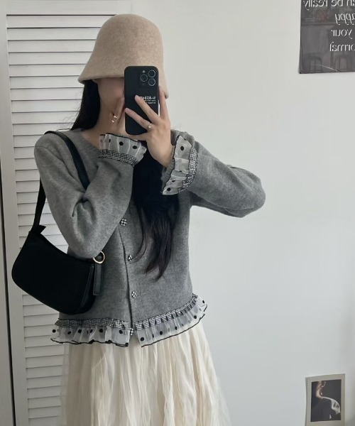 LAC-VERT（ラック・ヴェール）の「チュールドットカーディガン（カーディガン/ボレロ・レディース・グレー/ネイビー/アイボリー/ブルー・FREE）」の22枚目の写真