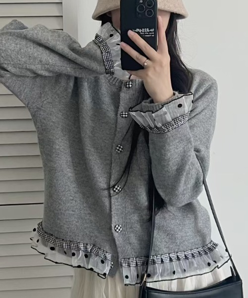 LAC-VERT（ラック・ヴェール）の「チュールドットカーディガン（カーディガン/ボレロ・レディース・グレー/ネイビー/アイボリー/ブルー・FREE）」の21枚目の写真