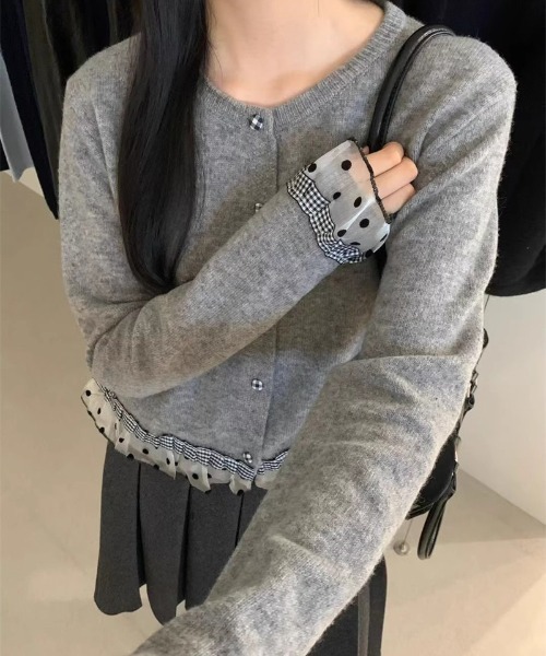 LAC-VERT（ラック・ヴェール）の「チュールドットカーディガン（カーディガン/ボレロ・レディース・グレー/ネイビー/アイボリー/ブルー・FREE）」の19枚目の写真