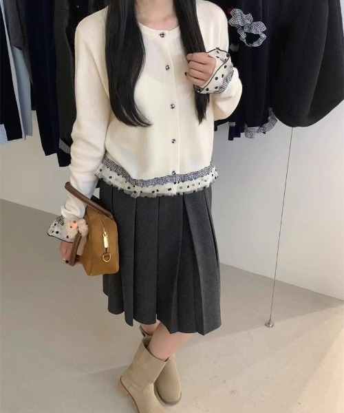 LAC-VERT（ラック・ヴェール）の「チュールドットカーディガン（カーディガン/ボレロ・レディース・グレー/ネイビー/アイボリー/ブルー・FREE）」の5枚目の写真