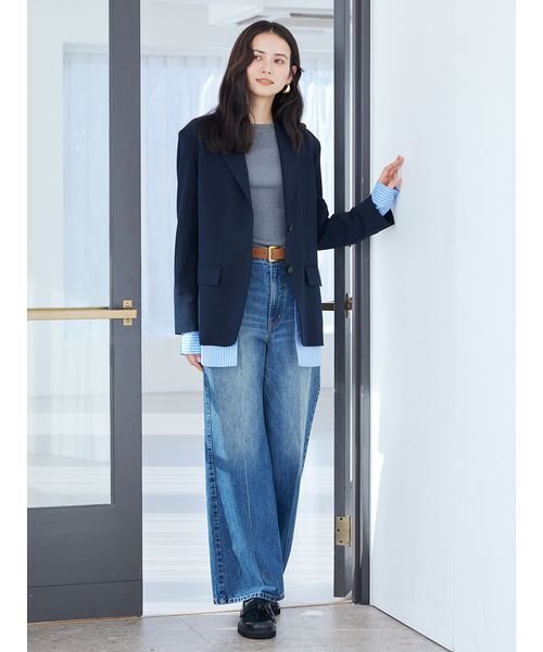 Mila Owen（ミラオーウェン）の「シャツレイヤードジャケット（テーラードジャケット・レディース・グレー/ネイビー/ベージュ・1/0）」の9枚目の写真