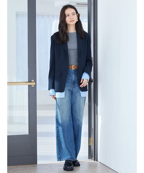 Mila Owen（ミラオーウェン）の「シャツレイヤードジャケット（テーラードジャケット・レディース・グレー/ネイビー/ベージュ・1/0）」の10枚目の写真