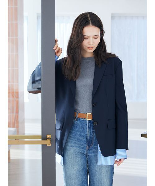 Mila Owen（ミラオーウェン）の「シャツレイヤードジャケット（テーラードジャケット・レディース・グレー/ネイビー/ベージュ・1/0）」の7枚目の写真