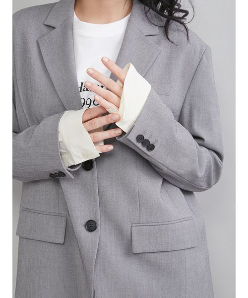 Mila Owen（ミラオーウェン）の「シャツレイヤードジャケット（テーラードジャケット・レディース・グレー/ネイビー/ベージュ・1/0）」の15枚目の写真