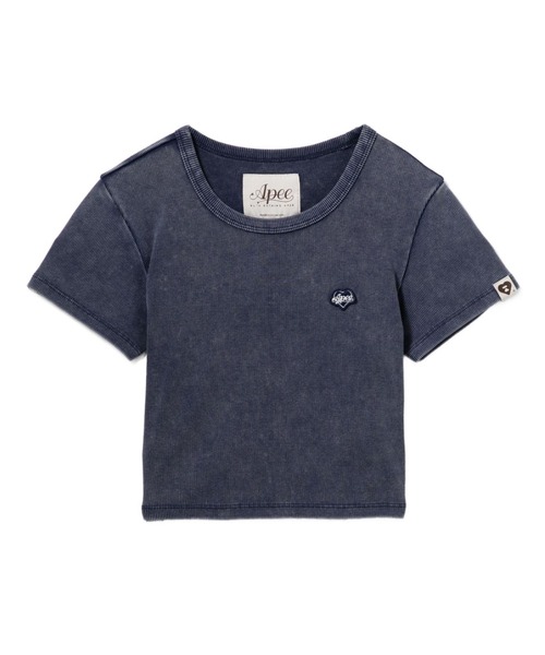 APEE BY A BATHING APE(エイピーバイアベイシングエイプ)の「WASHED RIBBED TEE(Tシャツ/カットソー・レディース・グレー/ネイビー・X-SMALL/SMALL)」の1枚目の写真