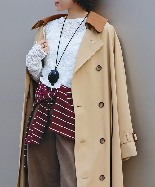 JOURNAL STANDARD（ジャーナルスタンダード）の「《追加2》ポリエステルギャバダブルカラートレンチコート（トレンチコート・レディース・ベージュ・36/38）」の11枚目の写真