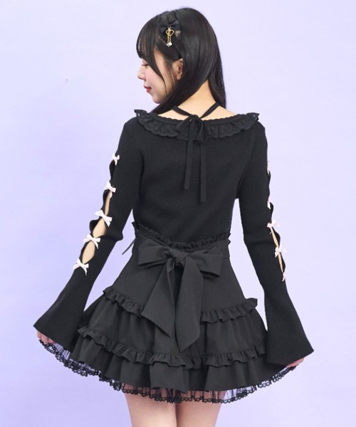 Secret Honey（シークレットハニー）の「袖スリットニットトップス（ニット/セーター・レディース・ブラック/ピンク/オフホワイト・FREE）」の8枚目の写真