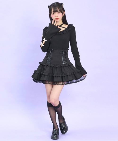 Secret Honey（シークレットハニー）の「袖スリットニットトップス（ニット/セーター・レディース・ブラック/ピンク/オフホワイト・FREE）」の7枚目の写真