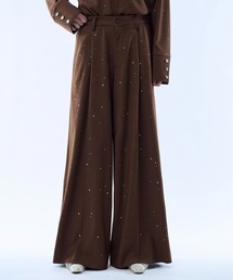 seyto（セイト）の「Rhinestone detail wide straight pants / ラインストーンディティールワイドストレートパンツ（その他パンツ）」